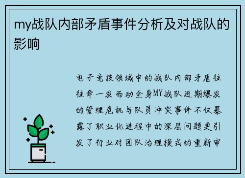 my战队内部矛盾事件分析及对战队的影响