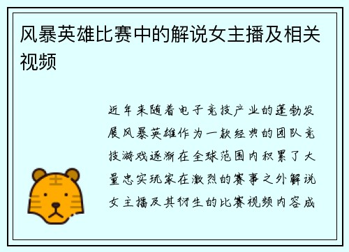 风暴英雄比赛中的解说女主播及相关视频